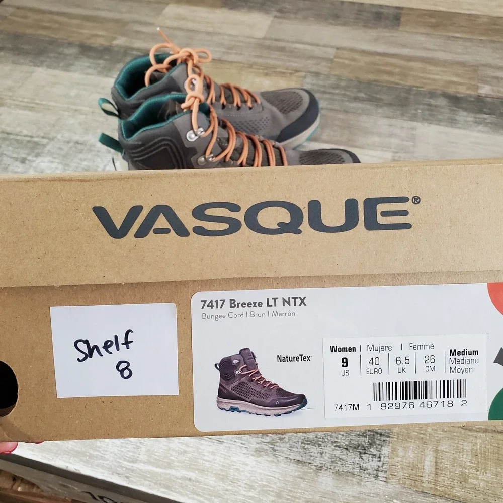 Vasque Breeze LT NTX Womens Hiking Shoes Sz 9 M Bungee Cord Leather Lace Up